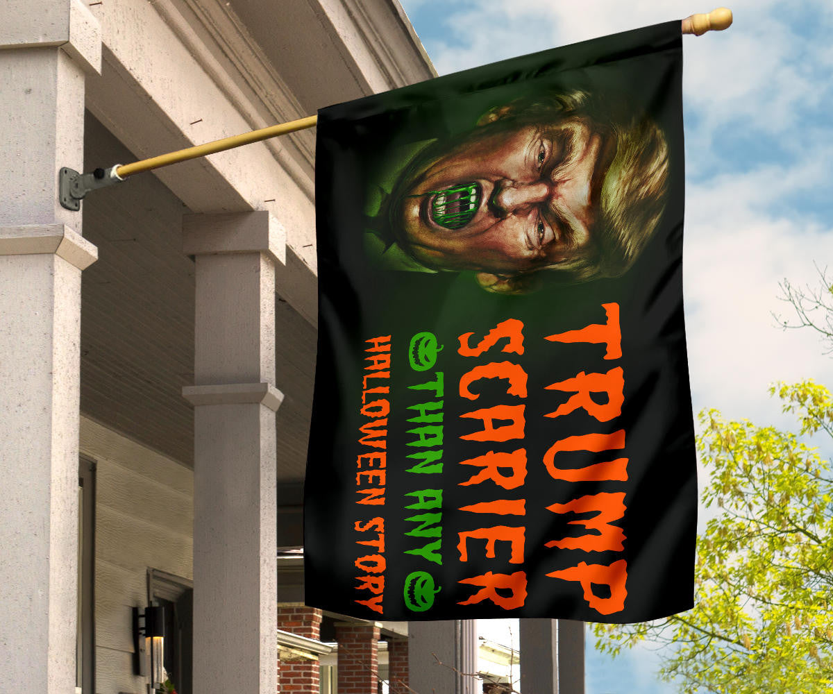 Trump Scarier Than Any Halloween Story Flag Anti Trump Political Halloween Lawn Decorations