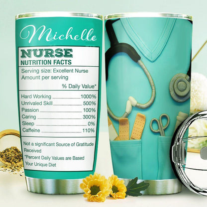 Personalized Nurse Tumbler Nurse Nutrition Facts In Uniform