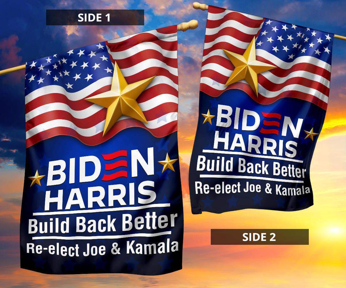 Biden Harris 2024 Flag Build Back Better Re-Elect Joe And Kamala Presidential Campaign