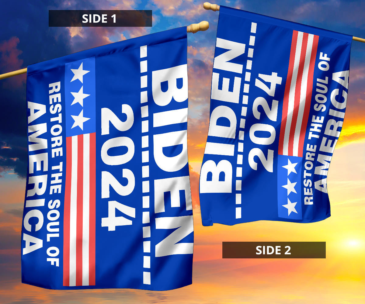 Biden 2024 Restore The Soul Of America Flag Re-Elect Joe Biden For President 2024 Banner