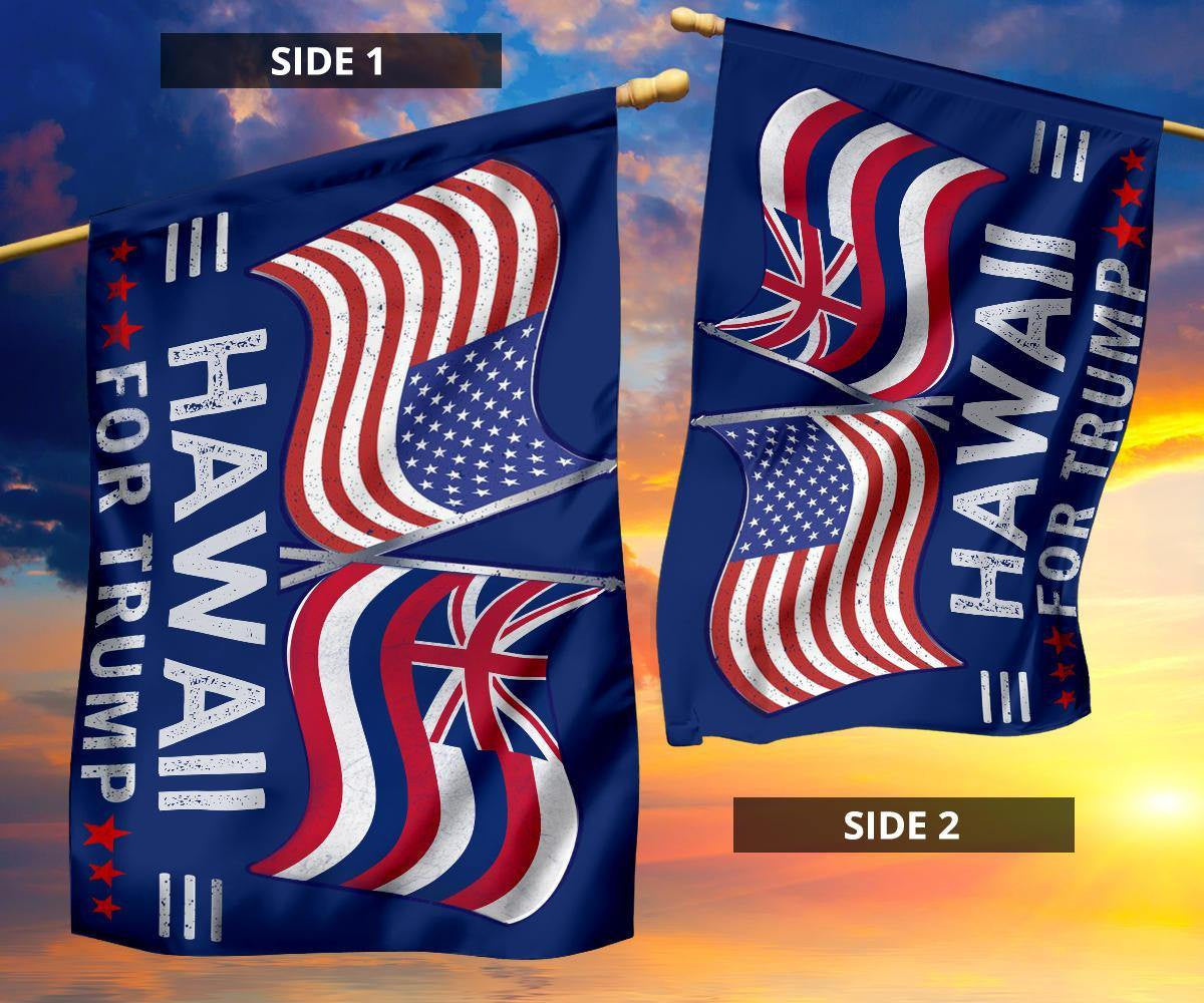 American and Hawaii Flag Trump For President 2024