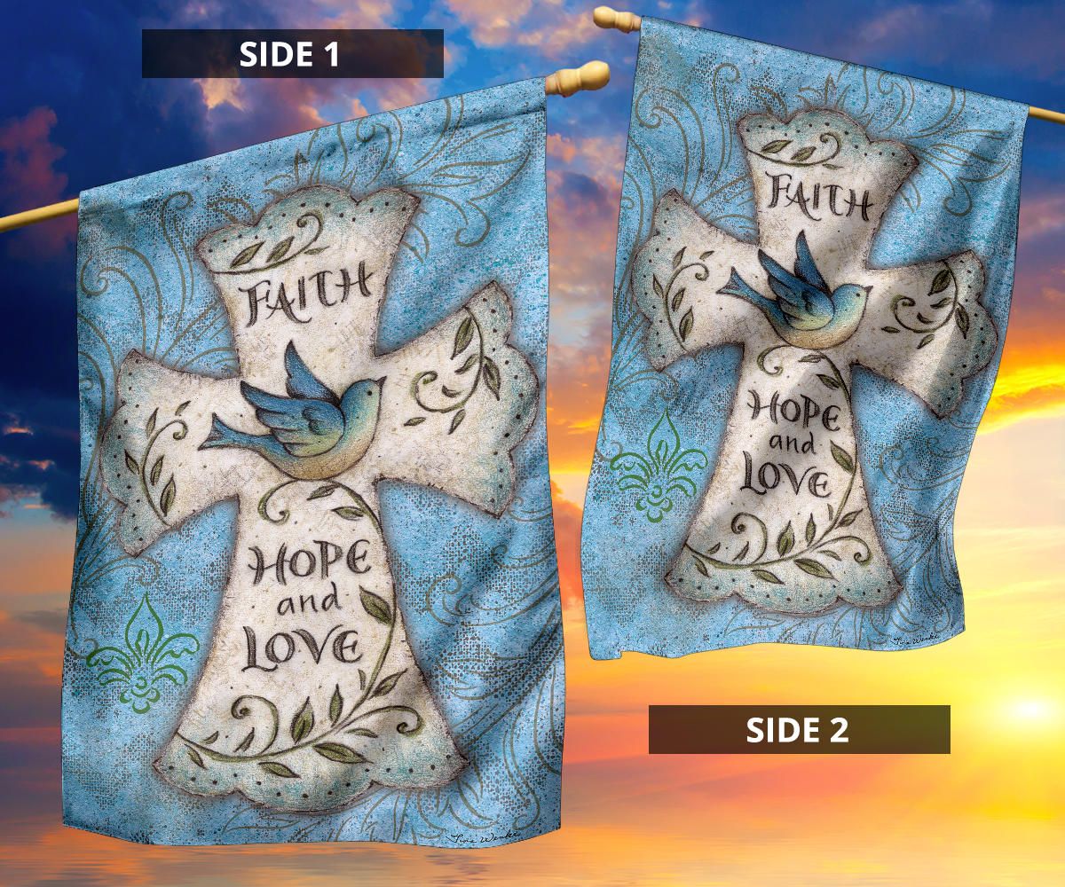 Faith Hope And Love Cross Flag Indoor Outdoor Decor Christian Mothers Day Gift