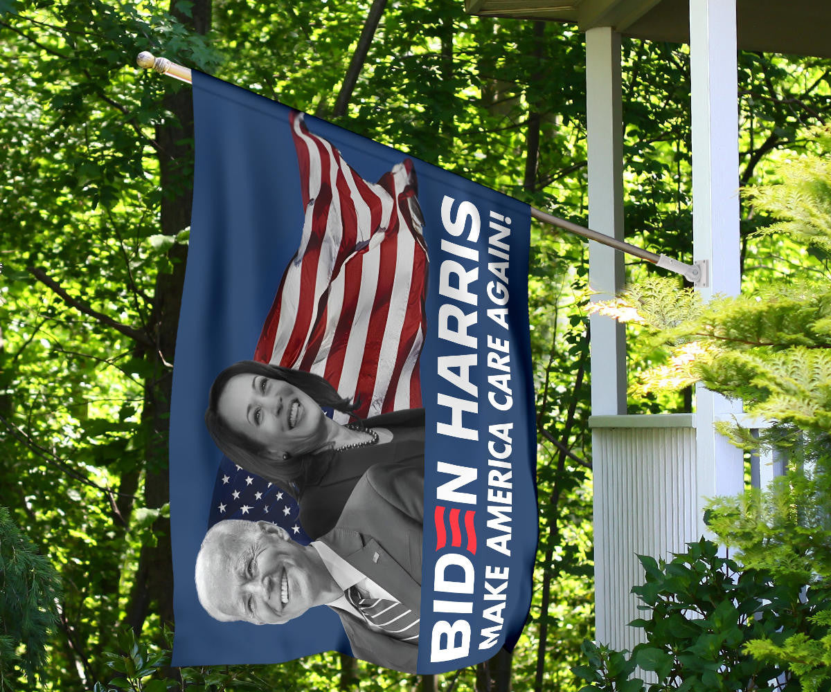 Biden Harris Flag Make America Care Again Support Harris Biden 2024 Merch