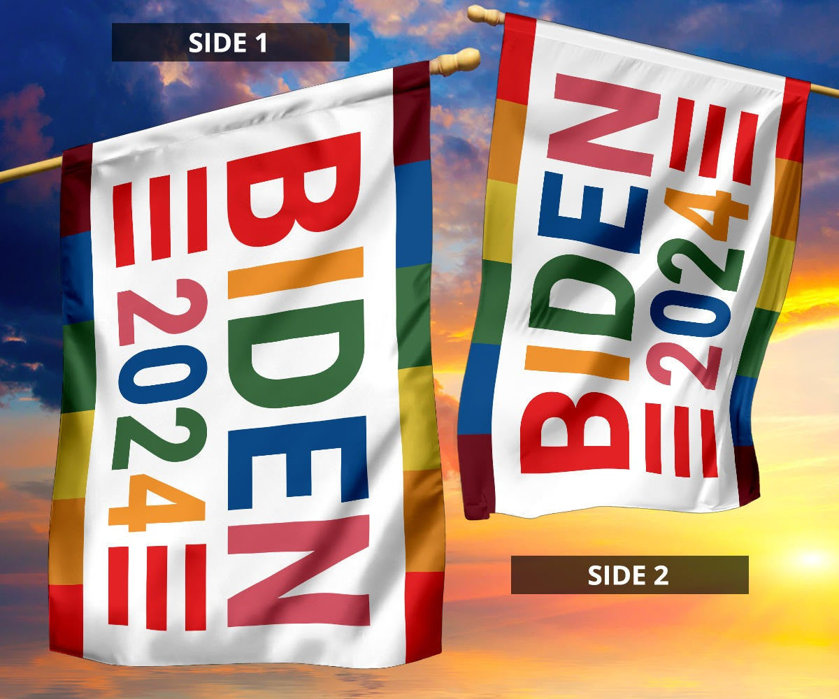 Biden 2024 Flag LGBTQ Hope Love Peace Biden Harris Campaign Merch 2024 Presidential Election