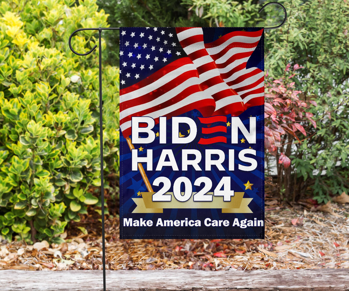 Biden Harris 2024 Make America Care Again Flag Joe Biden Campaign Slogan USA Flag