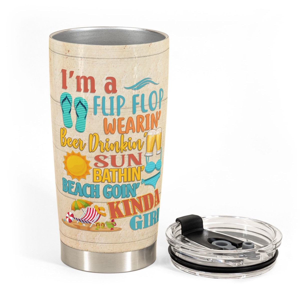 Personalized Funny Tumbler Sea Turtle Tumbler Im A Flip Flop Wearin Beer Drinkin