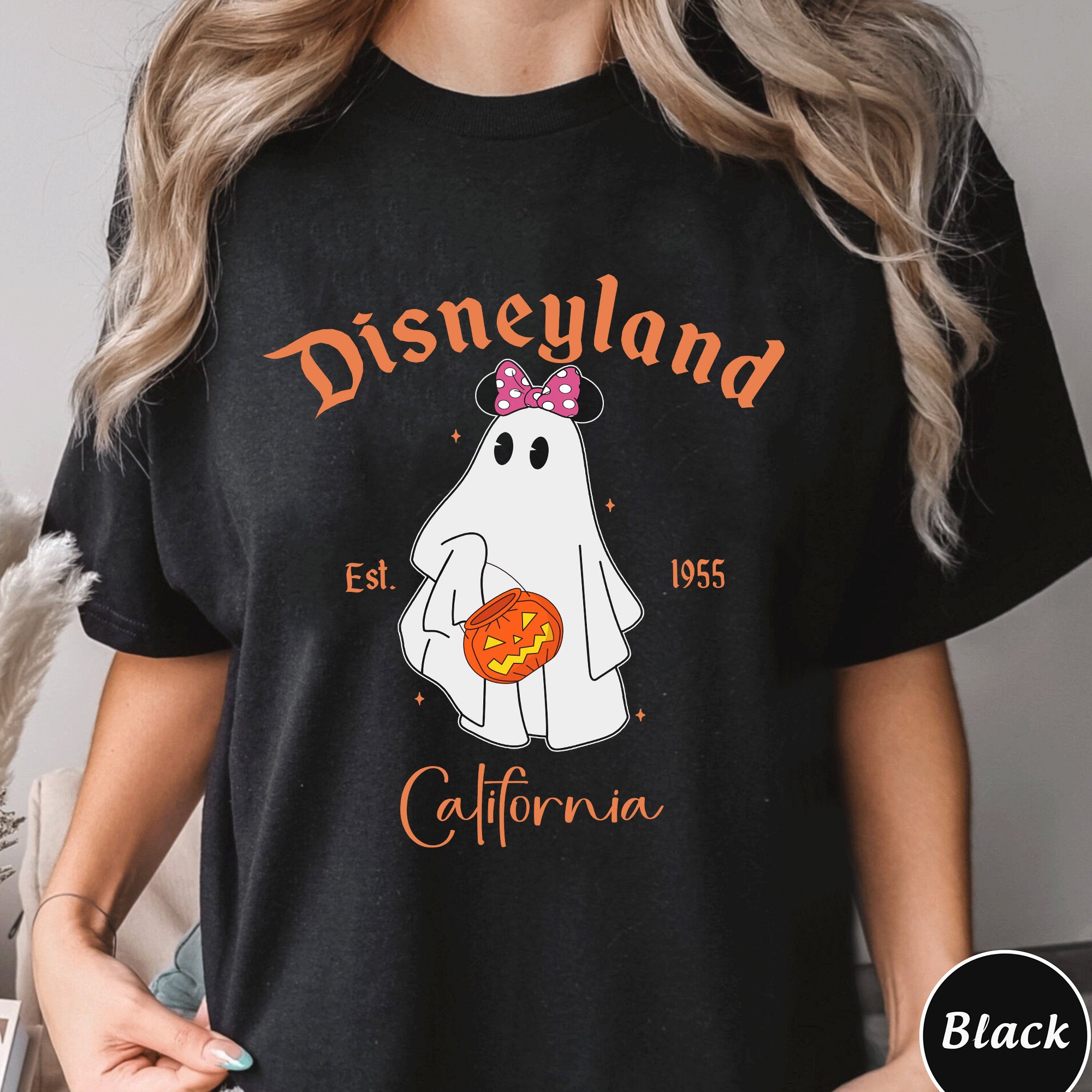 Disneyland Est 1955 Minie Mouse Sweatshirt, Disneyland Halloween Matching Shirt, Halloween Minie Ghost,Minie Halloween Pumpkins Hoodie