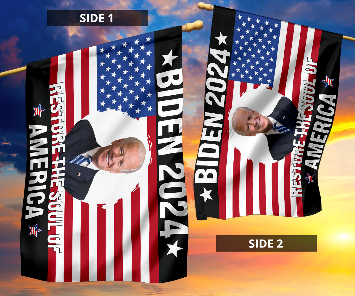 Biden 2024 Restore The Soul Of America Flag Vote For Biden 2024 Merchandise