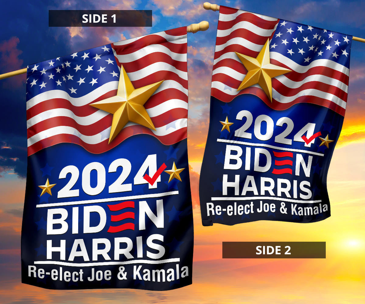 Biden Harris 2024 Flag Re-Elect Joe And Kamala For U.S President Campaign Voting Flag