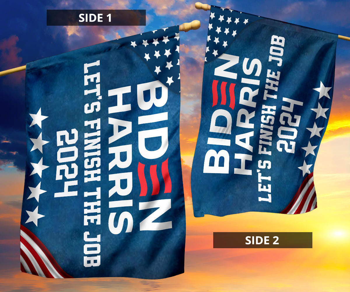 Biden Harris Let's Finish the Job 2024 Flag Vote Joe Biden 2024 Presidential Slogan