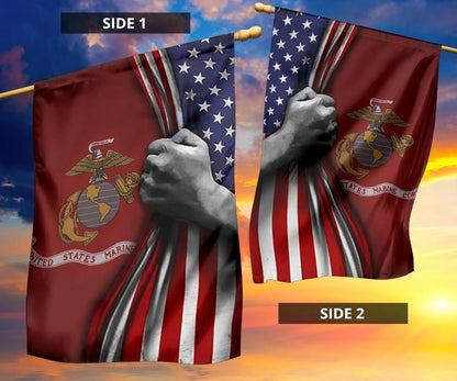 U.S Marine Corps Flag And American Flag Honor USMC Marine Corps Merchandise Gifts