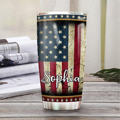 Personalized 20oz Horse Tumbler American Flag