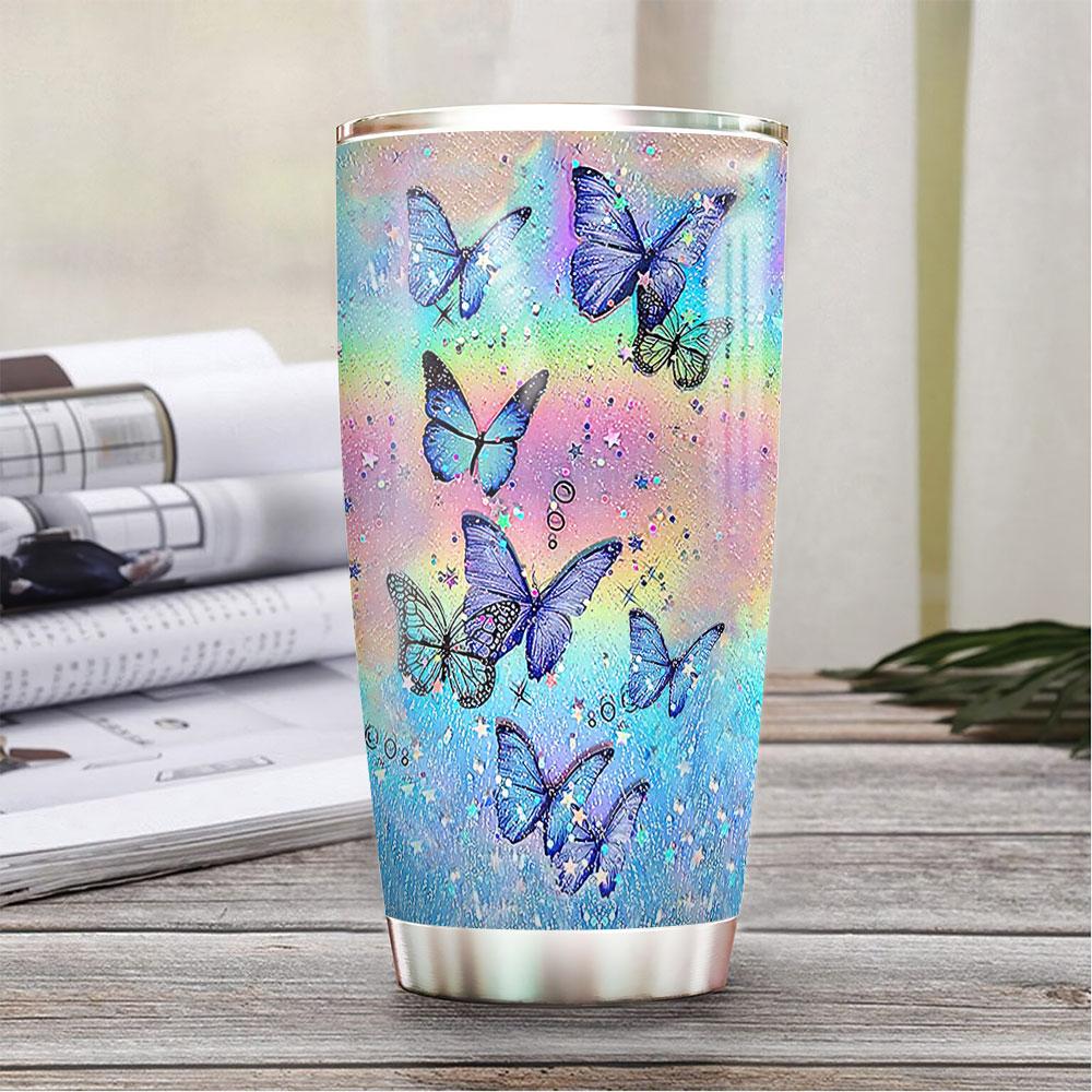 Personalized Butterfly Hologram Tumbler Gift For Her