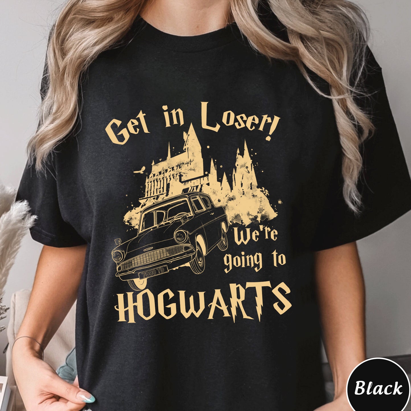 Get in Loser Were Going To Hogwarts Shirt, Trending Unisex Shirt, Unique Shirt Gift, Wizard Flying Car Sweatshirt, Universal Studios Hoodie