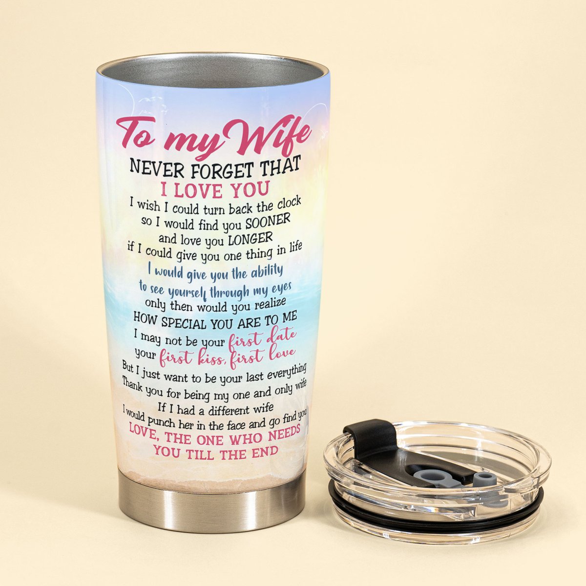 Personalized To My Wife Tumbler I Love You To The Beach And Back