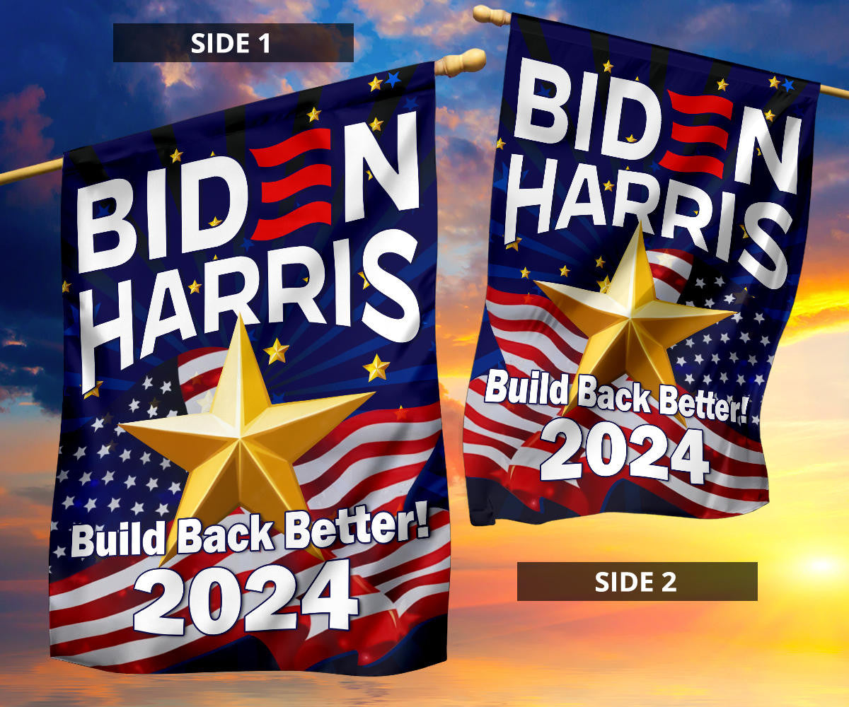 Biden Harris 2024 Flag Build Back Better Vote Biden 2024 Presidential Campaign Slogan