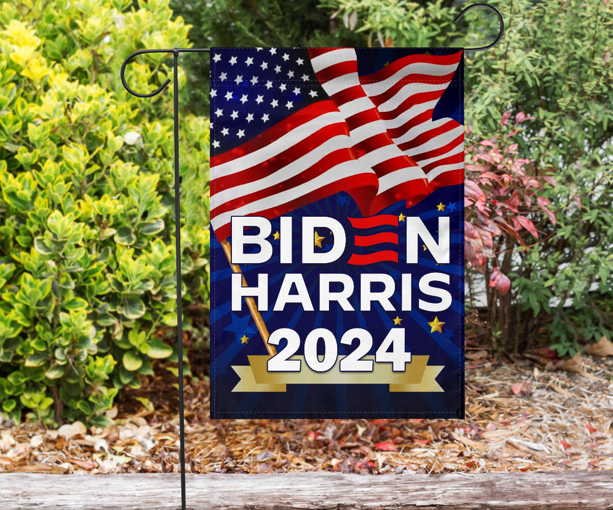 Biden Harris 2024 Flag Patriotic Re-Elect Biden Presidential Campaign 2024 Yard Flag