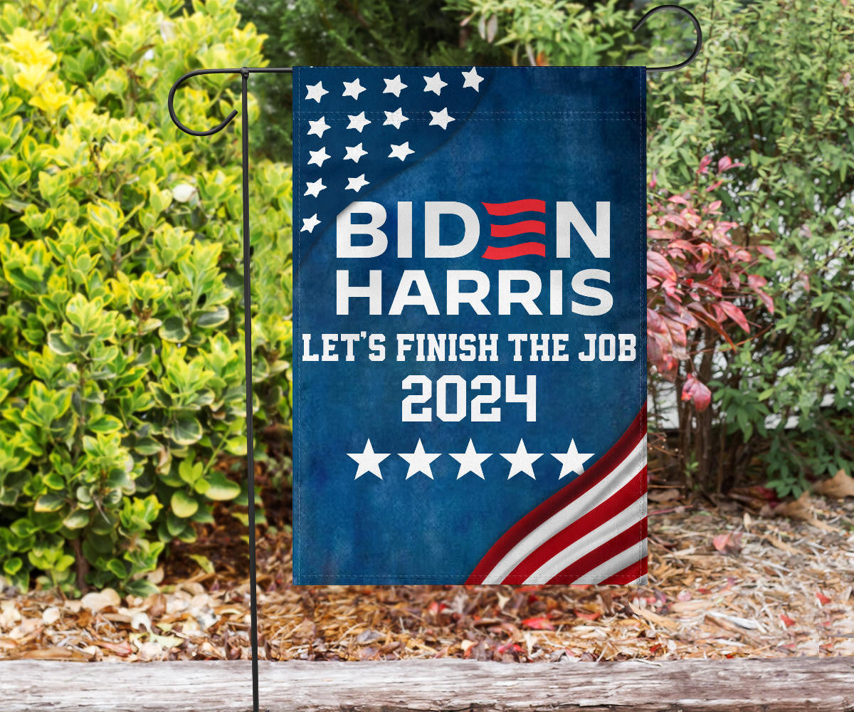 Biden Harris 2024 Flag Let's Finish The Job Joe Biden 2024 Presidential Campaign Slogan