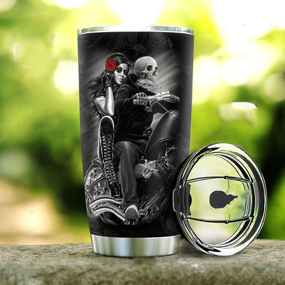 Personalized Skull Biker CoupleTumbler Till Death Do Us Part