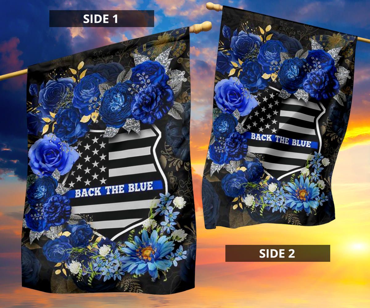 Back The Blue Flag Flower Thin Blue Line Flag Decor Support Police Law Enforcement Gift