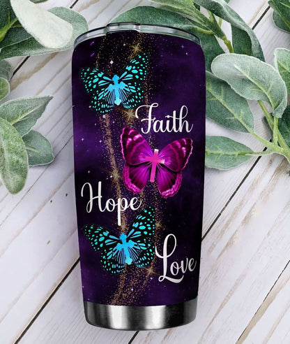 Personalized Butterfly Tumbler Gift For Women Faith Hope Love