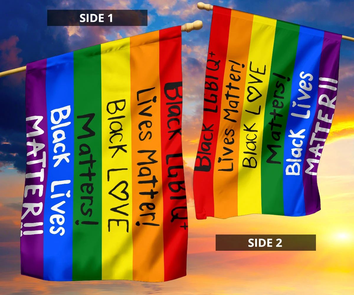 BLM And LGBT Flag Rainbow Flag Black Lives Matter Right Racism Flag Inside Outside Decor