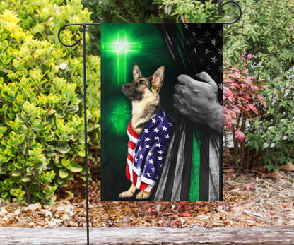 Thin Green Line Dog America Flag God Bless America Decor