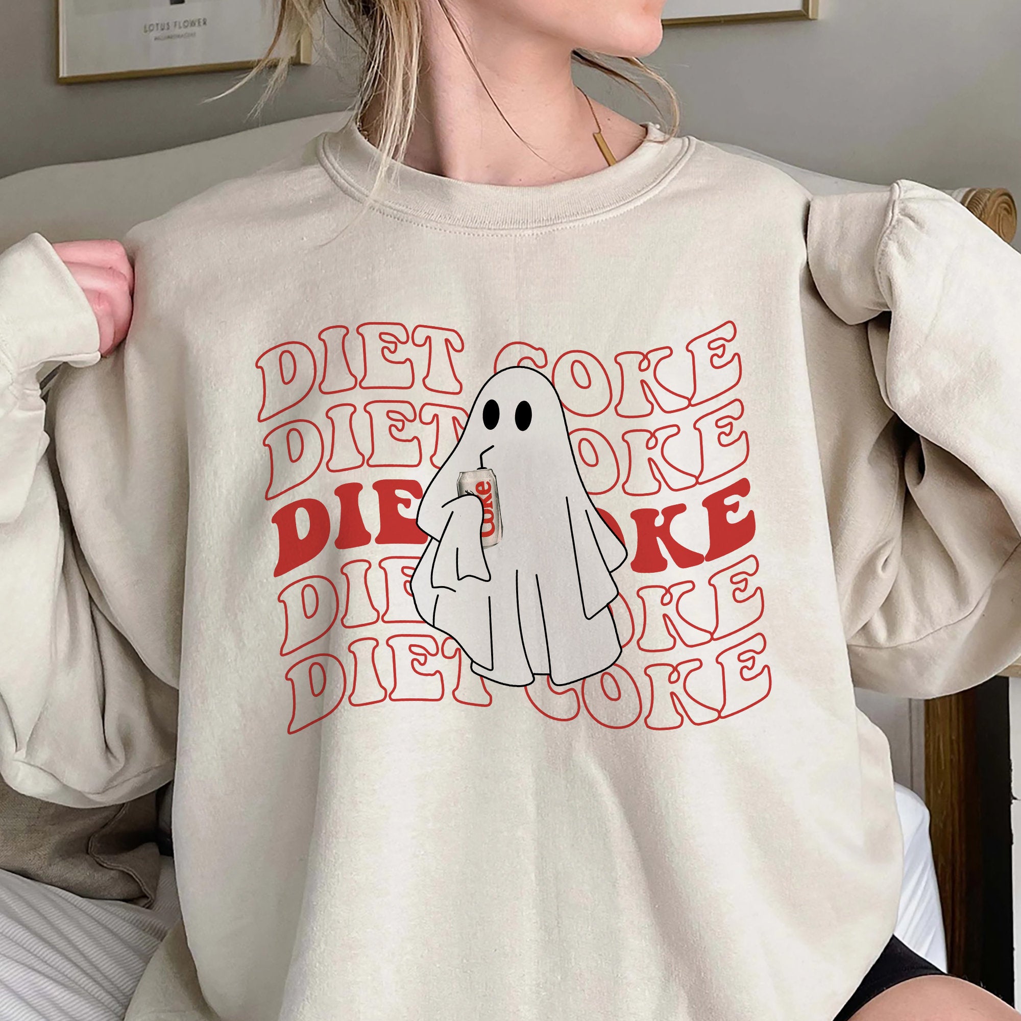 Diet Coke Ghost Sweatshirt, Diet Coke Gifts, Teacher Fuel, Mom Sweatshirt Hoodie, Ghost Holds Diet Coke Sweater, Gift for Diet Coke Lover