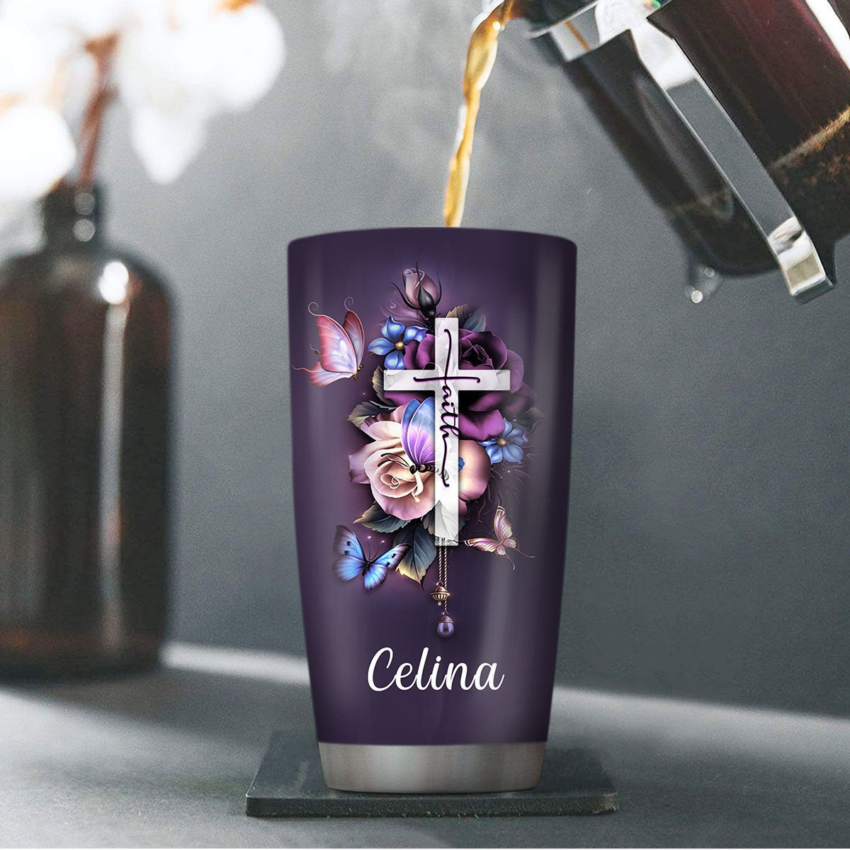 Personalized Christian Tumbler I Can Only Imagine Purple Butterfly