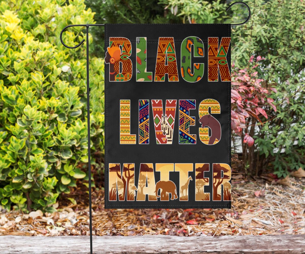 Black Lives Matter Flag Traditional African Patterns Letters Flag Outdoor Decor