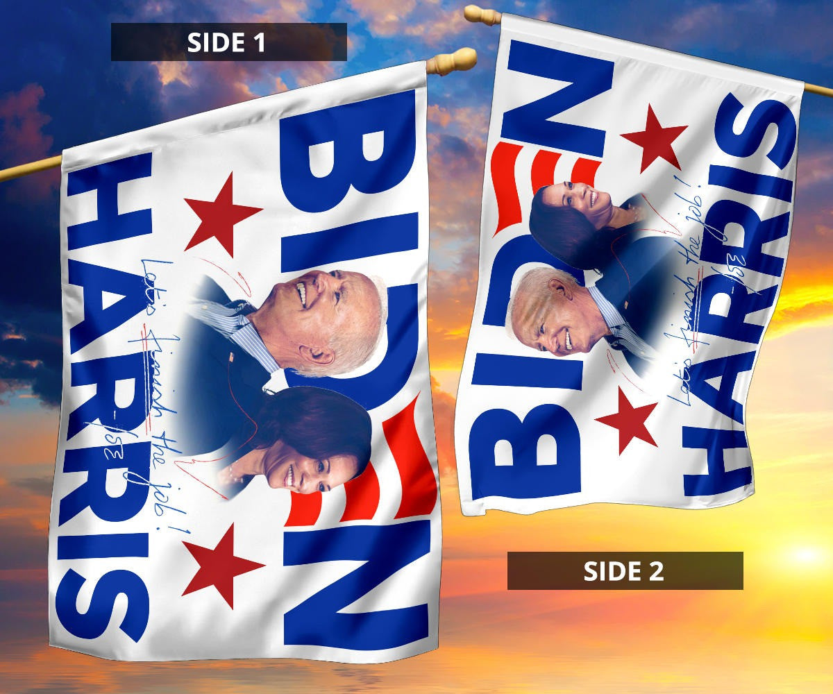 Biden Harris 2024 Flag Let's Finish The Job Joe Biden Campaign Merch 2024 Presidential Election