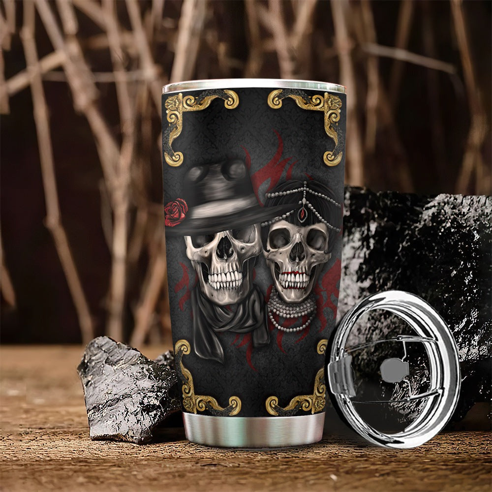 To My Husband Tumbler Skull Couple