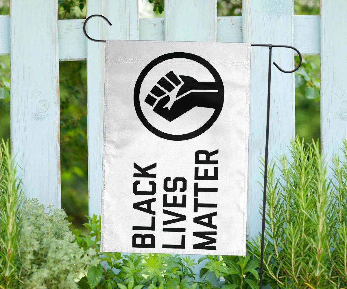 Black Lives Matter Fist Flag For Outdoor Decoration Banner White