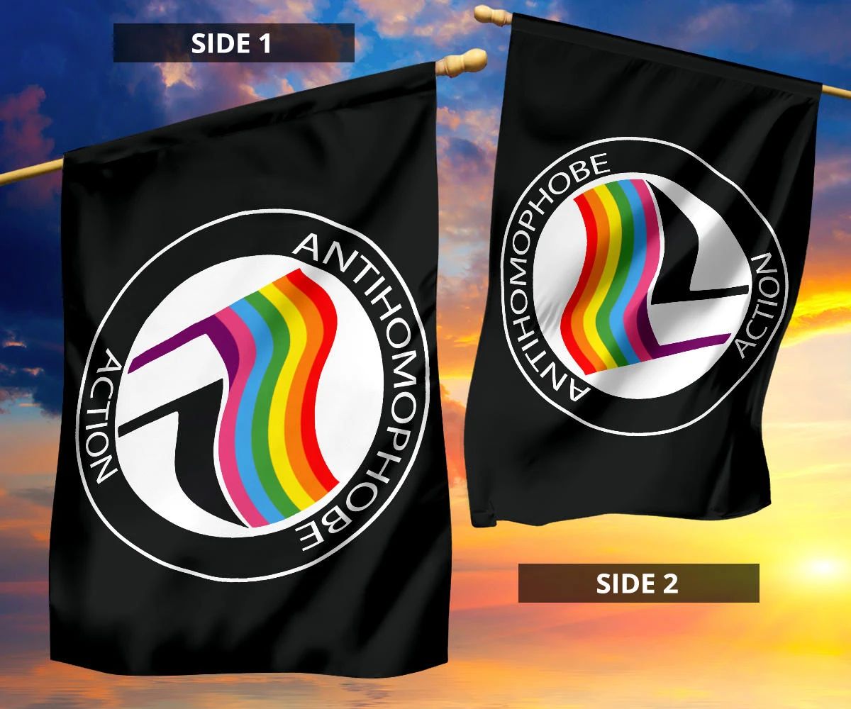 Anti Homophobe Action Flag Support LGBT Pride Banner CCAH Anti Homophobia Antifa