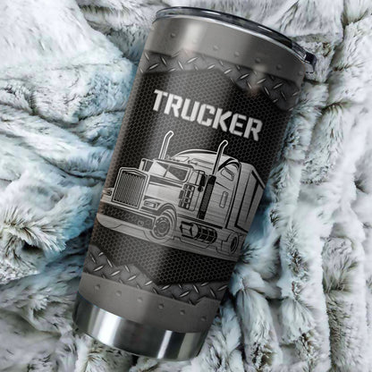 Personalized Trucker Tumbler For Men Black Tumbler