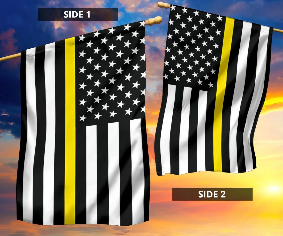 Thin Yellow Line Flag Gold Honor Dispatcher Tow Truck Driver Security Guard Loss Prevention