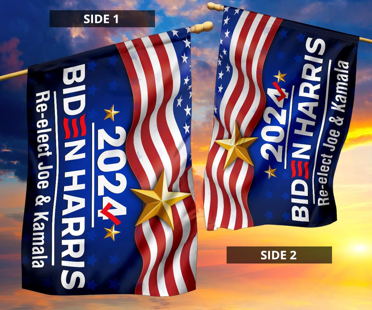 Biden Harris 2024 Flag Re-Elect Joe And Kamala For U.S President Campaign Flag For Sale