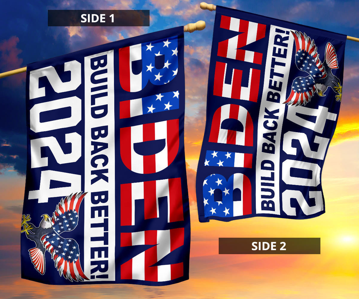 Biden Build Back Better 2024 Flag Re-Elect Joe Biden Presidential Election Campaign Flag