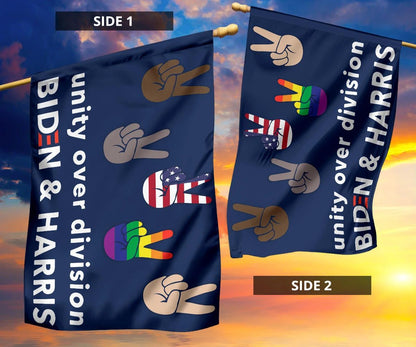 Unity Over Division Biden And Harris Flag Patriotic LGBT Voters Biden Political Lawn Flags