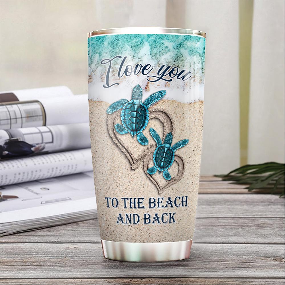 Personalized Couple Turtle Tumbler I Love You To The Beach And Back