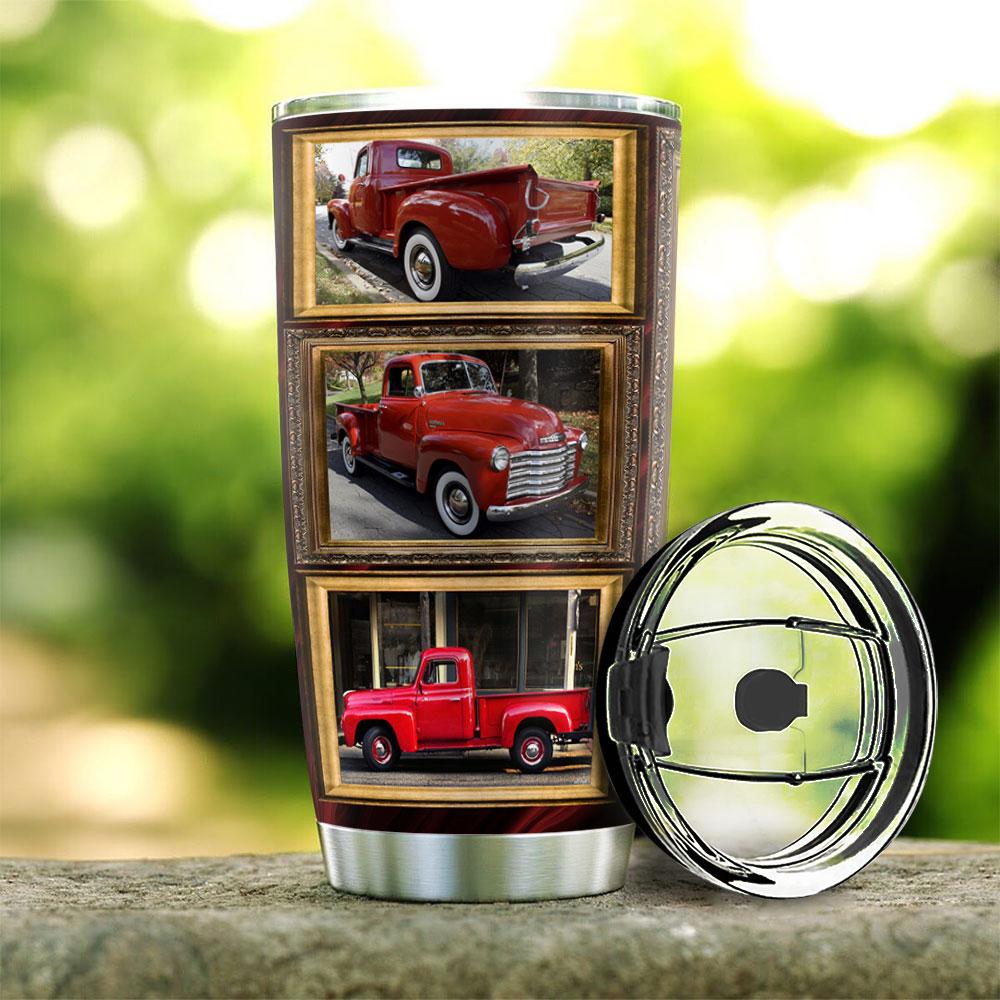 Personalized Red Christmas Truck Tumbler