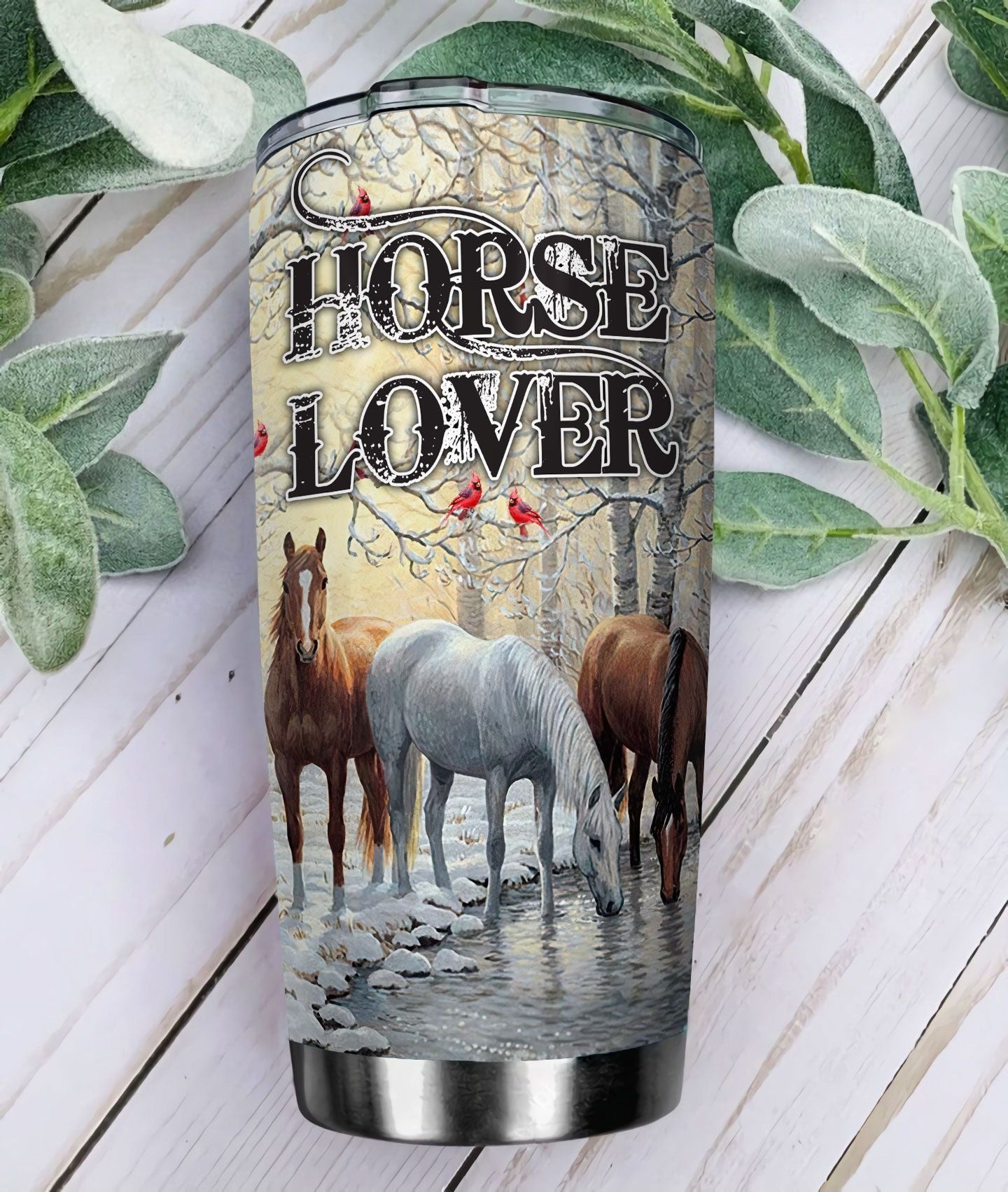 Personalized Horse Lover Tumbler Horses In The Forest