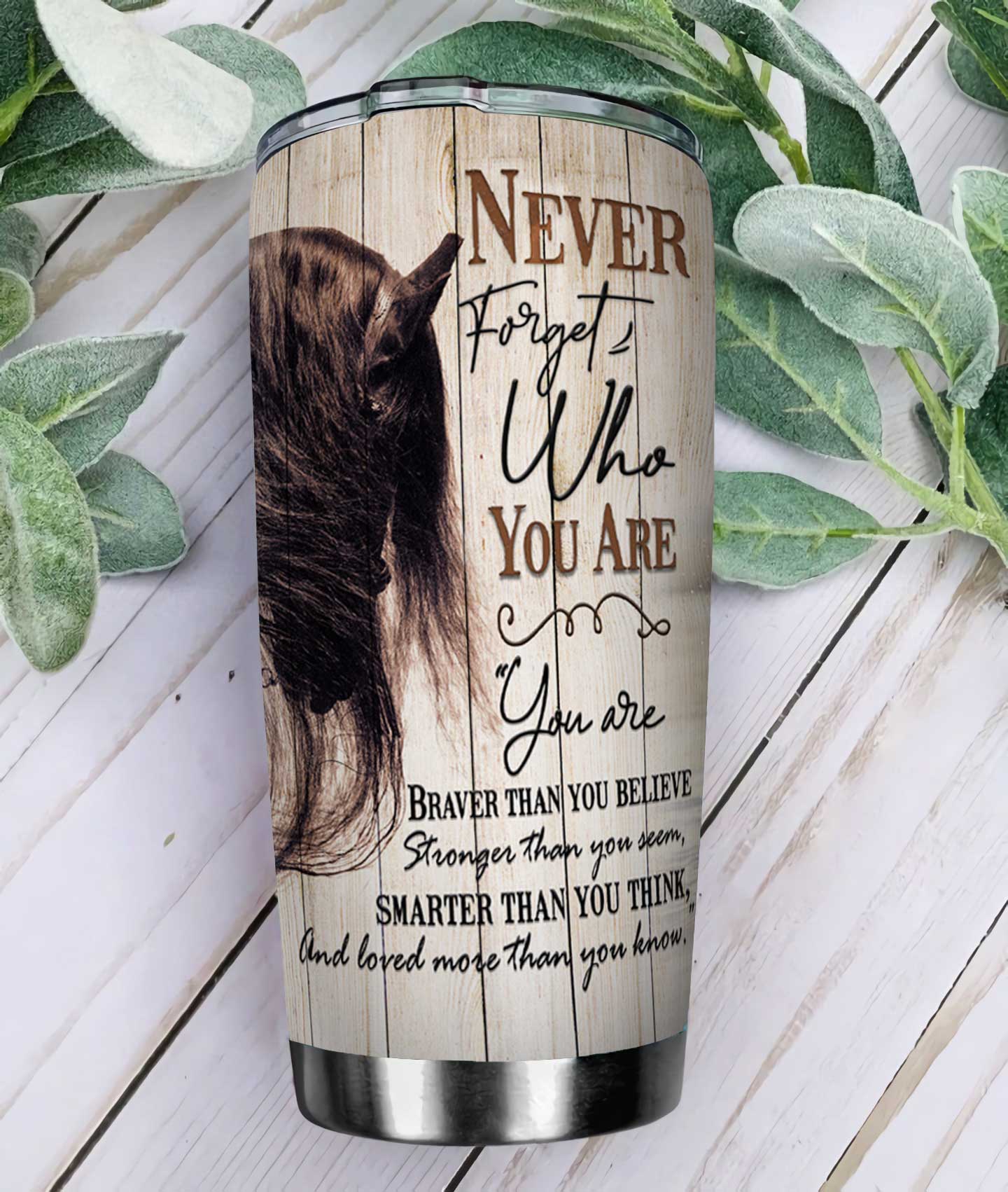 Personalized Black Horse Tumbler Never Forget Who You Are