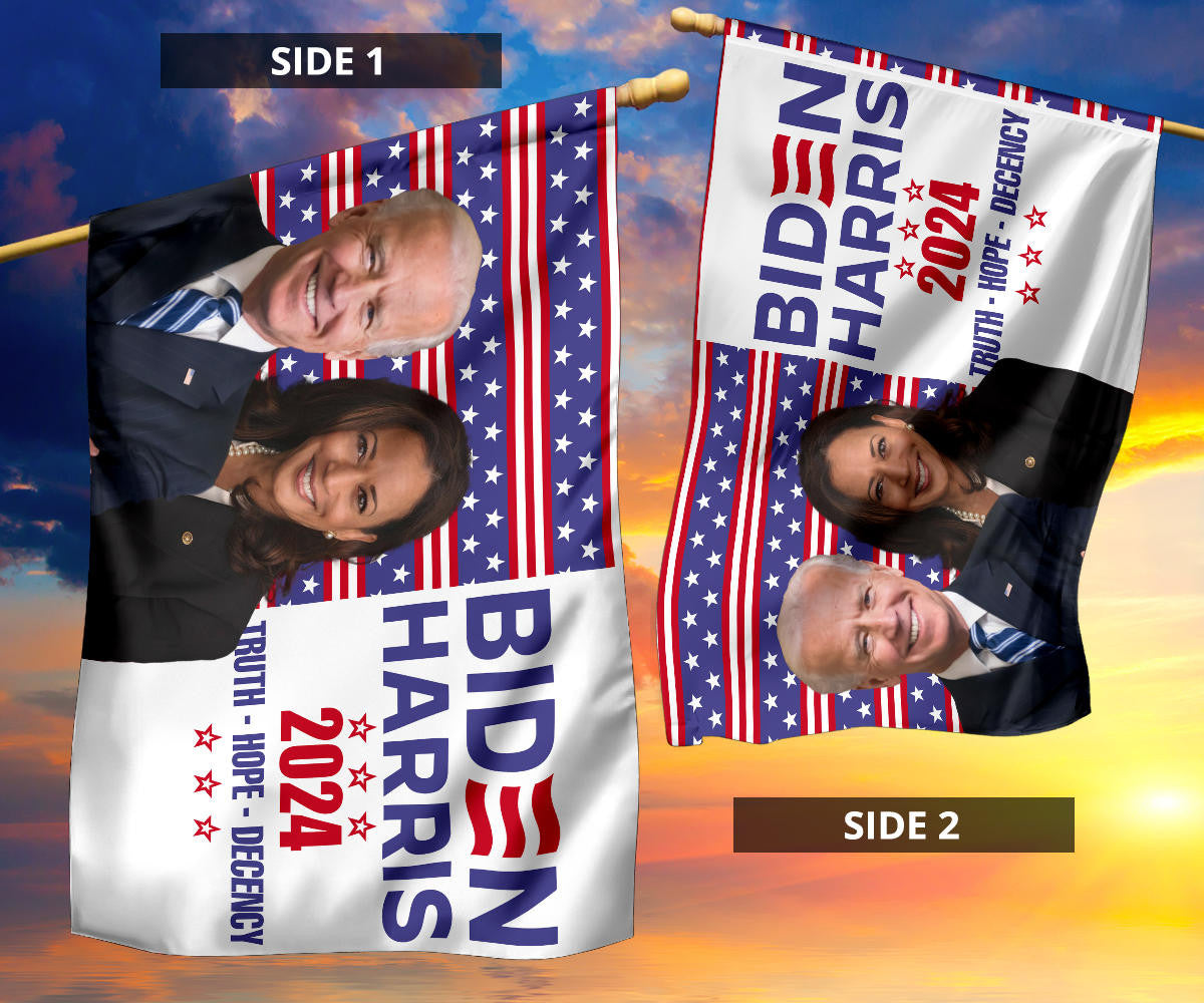 Biden Harris 2024 Truth Hope Decency Flag Joe Biden Harris Presidential Campaign Merch