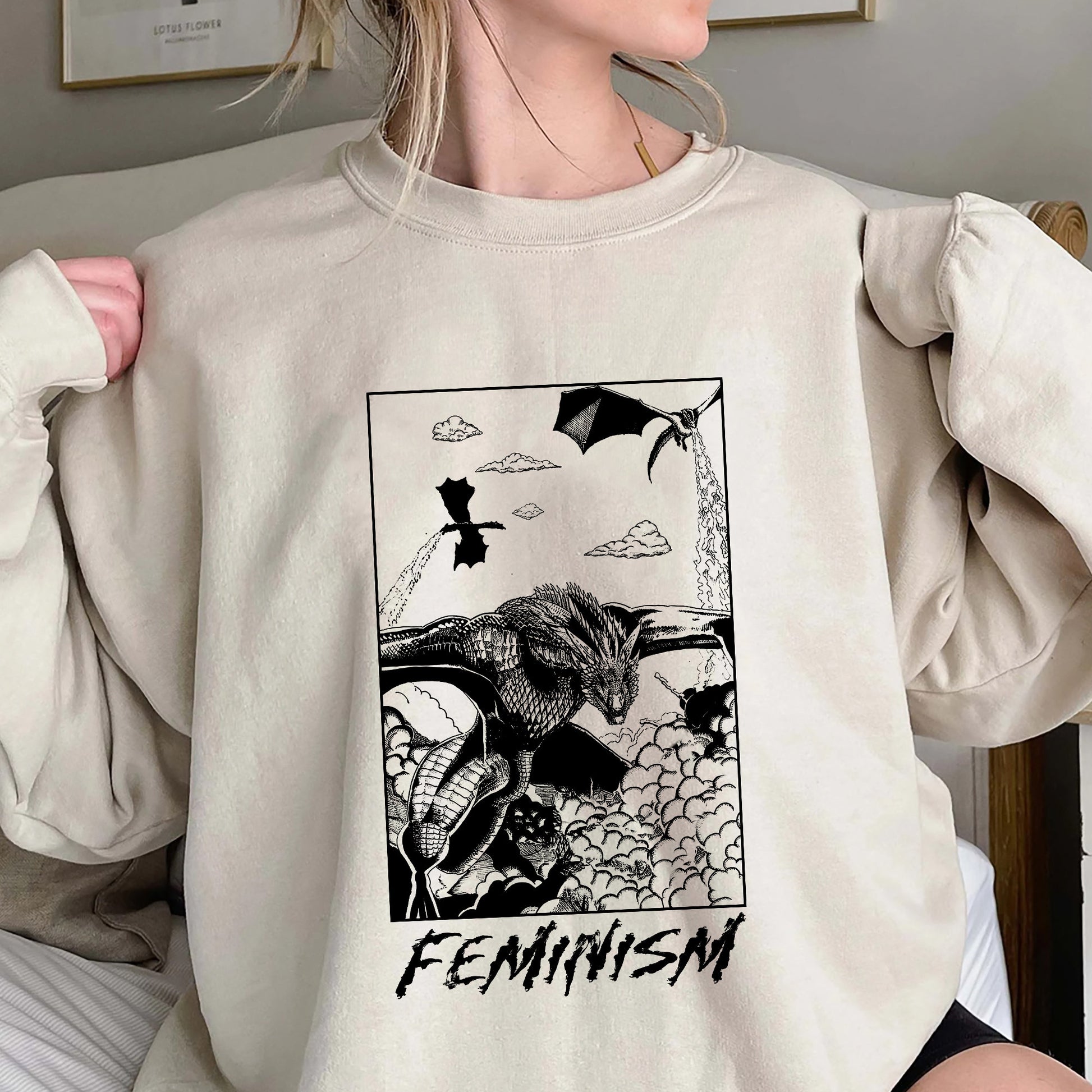 Feminism Dragon Fantasy Shirt, Trending Unisex Tee Shirt, Unique Shirt Gift, Women Empowerment Death Metal Sweatshirt,Feminism Dragon Hoodie