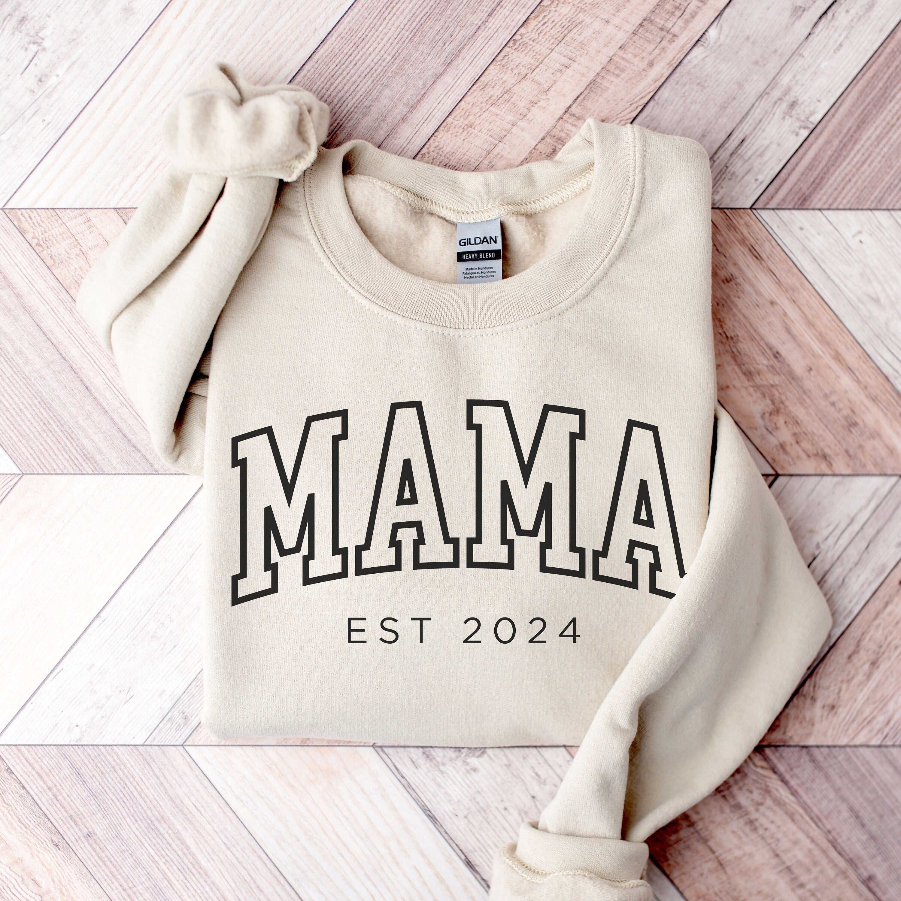 Custom Mom Sweatshirt, Mama Est 2024 Sweatshirt, Gift for Mom, Pregnancy Announcement