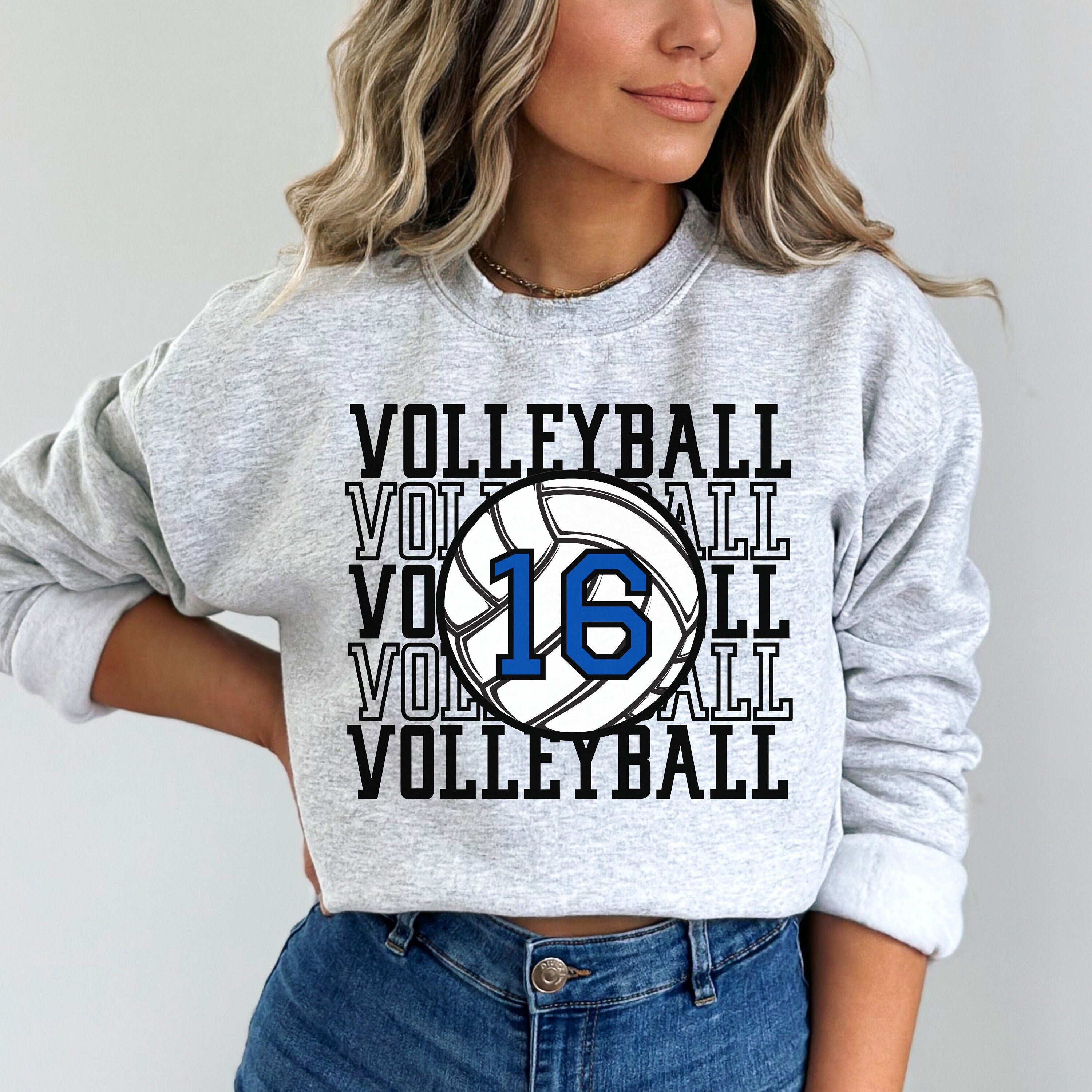 Personalized Volleyball Mom Crewneck, Volleyball Pullover, Volleyball Number Shirt, Custom Volleyball Team