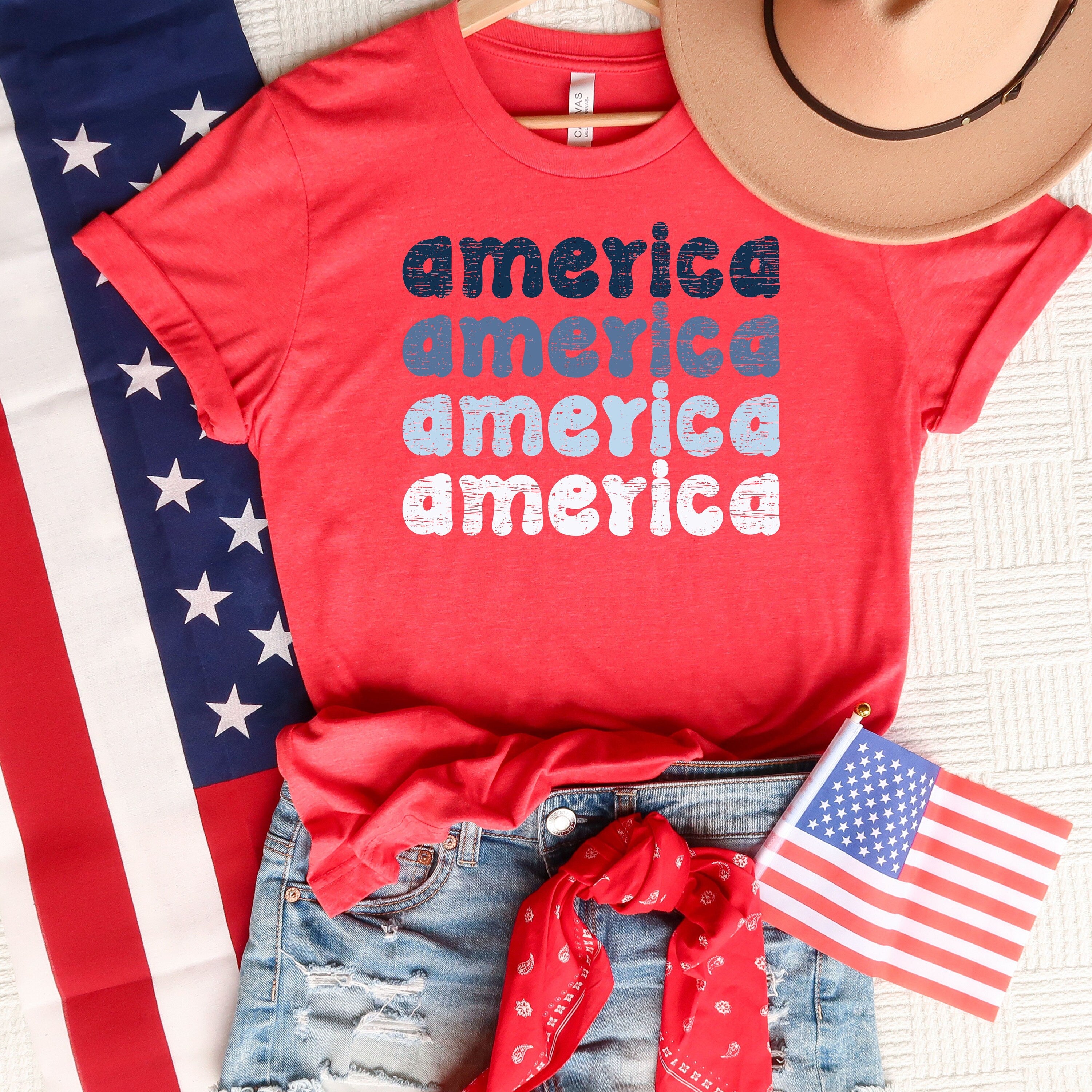 Distressed America Shirt, America Groovy shirt, Cute America shirt, 4th of July shirt, 4th of July Women T Shirt, Fourth of July shirt