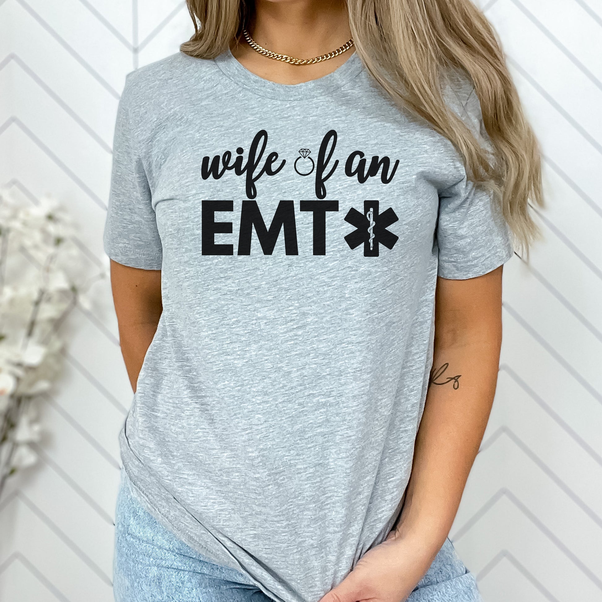 EMT wife shirt, wife of a paramedic, EMS wife shirt, first responder wife tee, emt t-shirts, emt gift, emt wife gifts