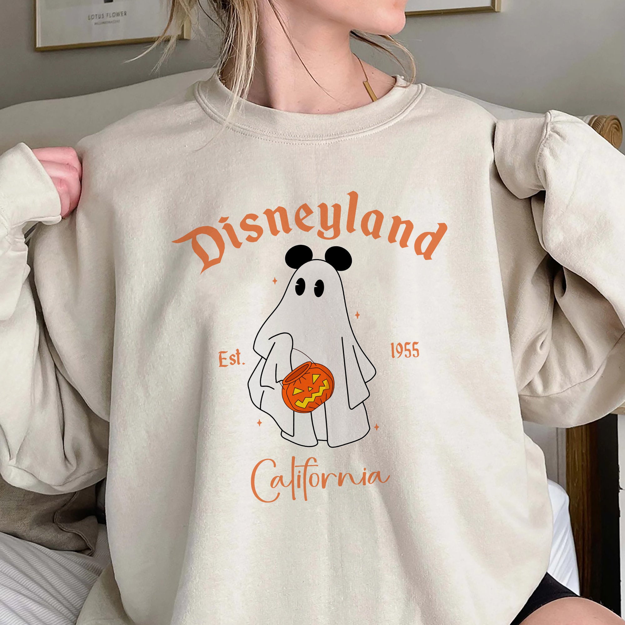 Disneyland Est 1955 Mickey Mouse Sweatshirt, Disneyland Halloween Matching Shirt, Halloween Mickey Ghost,Mickey Halloween Pumpkins Hoodie